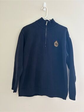 Women’s Lauren Ralph Lauren medium navy quarter zip cotton knit sweater